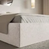 Łóżko tapicerowane 140x200 cm Softie Slim z pojemnikiem beżowe szenil stelaż metalowy