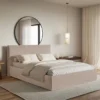 Łóżko tapicerowane 140x200 cm Softie Slim ciemnobeżowe szenil