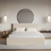 Łóżko tapicerowane 140x200 cm Softie Slim jasnobeżowe szenil