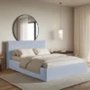 Łóżko tapicerowane 160x200 cm Softie Slim błękitne szenil