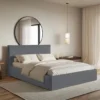 Łóżko tapicerowane 180x200 cm Softie Slim z pojemnikiem grafitowe szenil stelaż metalowy