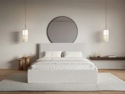 Łóżko tapicerowane 180x200 cm Softie Slim jasnoszare szenil