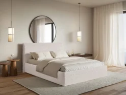 Łóżko tapicerowane 180x200 cm Softie Slim beżowe szenil