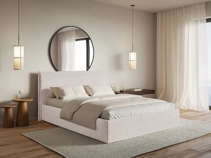 Łóżko tapicerowane 180x200 cm Softie Slim beżowe szenil