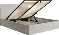 Łóżko tapicerowane 200x200 cm Softie Slim z pojemnikiem jasnoszare szenil stelaż metalowy