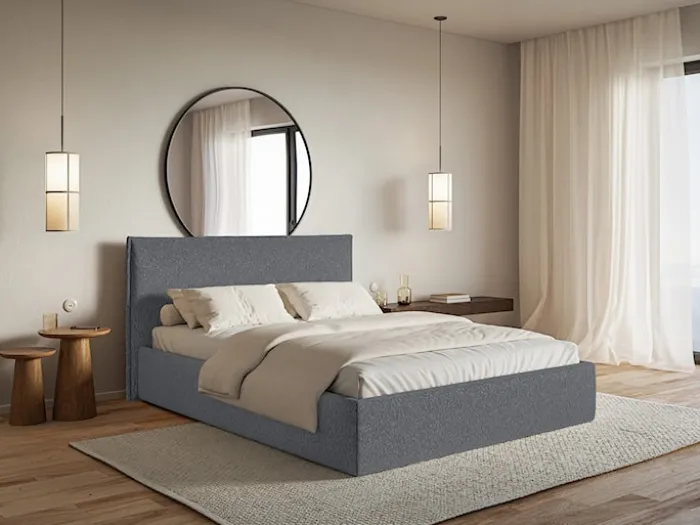 Łóżko tapicerowane 200x200 cm Softie Slim grafitowe szenil