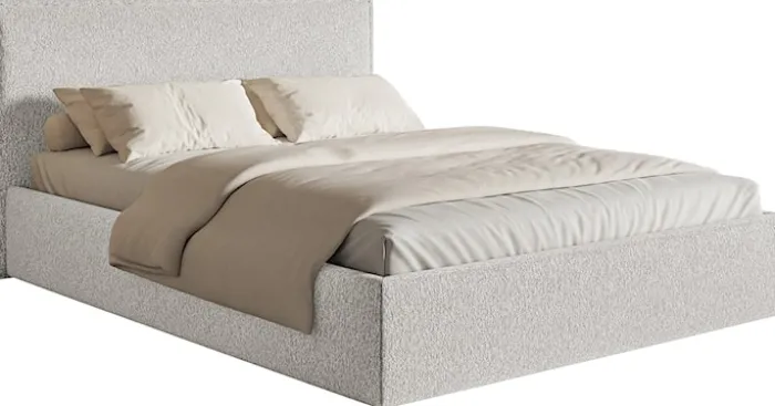 Łóżko tapicerowane 200x200 cm Softie Slim jasnoszare szenil