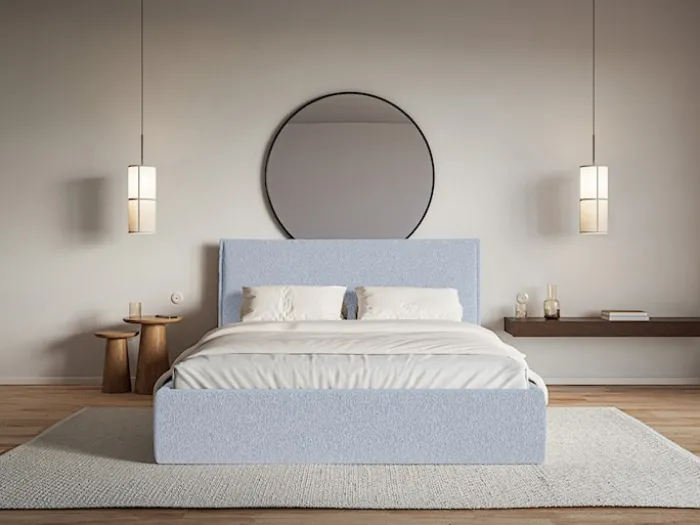 Łóżko tapicerowane 200x200 cm Softie Slim błękitne szenil