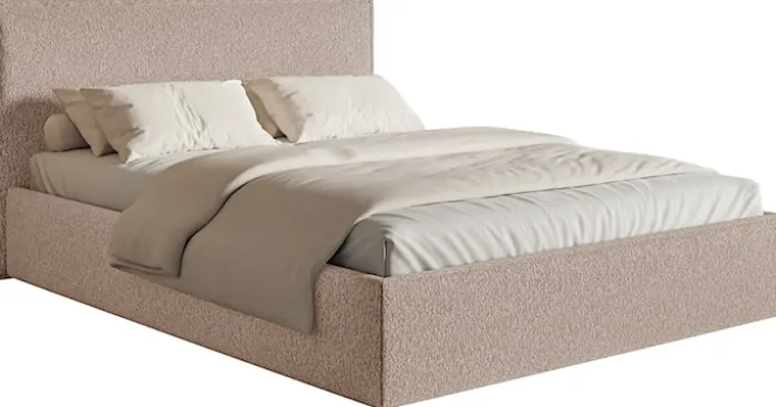 Łóżko tapicerowane 200x200 cm Softie Slim ciemnobeżowe szenil