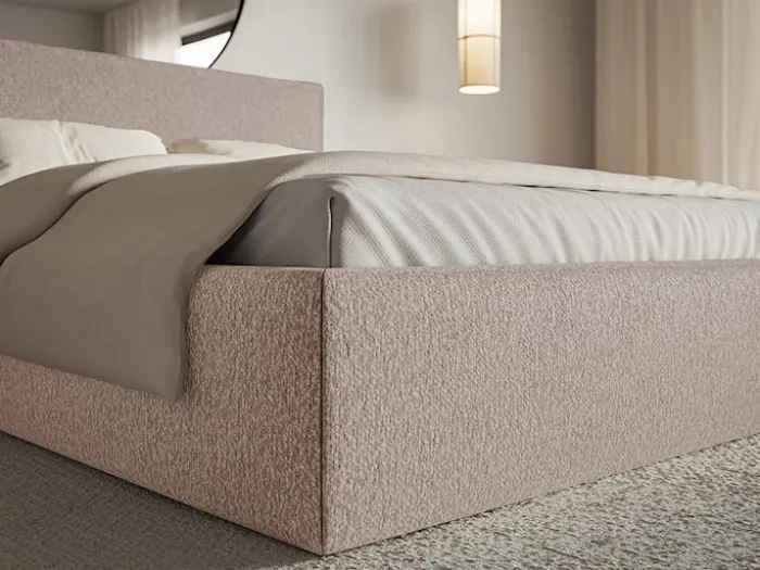 Łóżko tapicerowane 200x200 cm Softie Slim ciemnobeżowe szenil