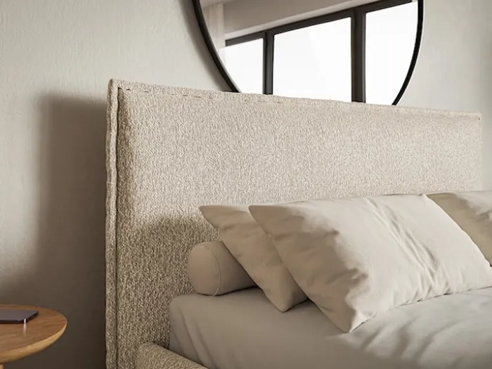 Łóżko tapicerowane 200x200 cm Softie Slim jasnobeżowe szenil