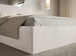 Łóżko tapicerowane 200x200 cm Softie Slim beżowe szenil