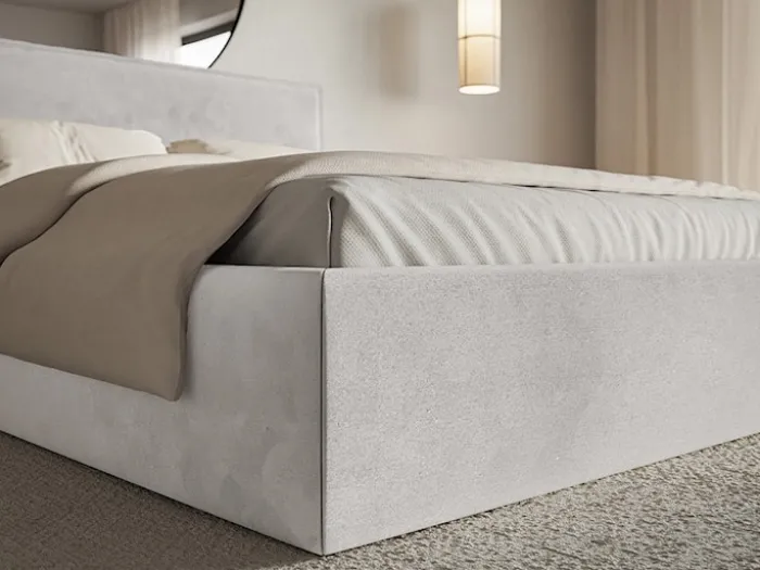 Łóżko tapicerowane 160x200 cm Softie Slim jasnoszare welur hydrofobowy