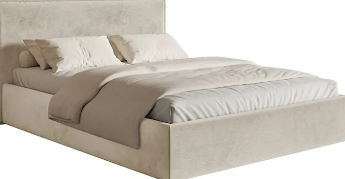 Łóżko tapicerowane 160x200 cm Softie Slim beżowe welur hydrofobowy