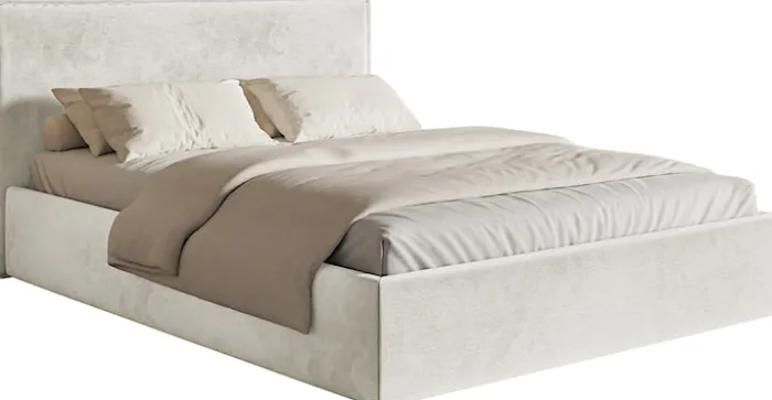 Łóżko tapicerowane 160x200 cm Softie Slim szarobeżowe welur hydrofobowy