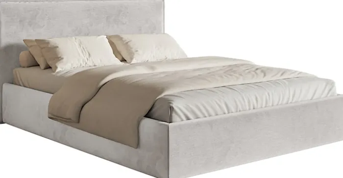Łóżko tapicerowane 180x200 cm Softie Slim jasnoszare welur hydrofobowy