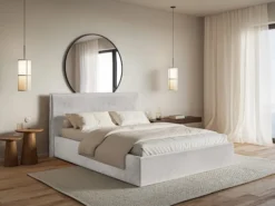 Łóżko tapicerowane 180x200 cm Softie Slim jasnoszare welur hydrofobowy