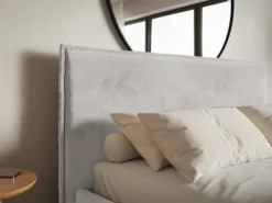 Łóżko tapicerowane 180x200 cm Softie Slim jasnoszare welur hydrofobowy