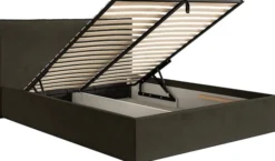 Łóżko tapicerowane 200x200 cm Softie Slim z pojemnikiem ciemnozielone welur hydrofobowy stelaż metalowy