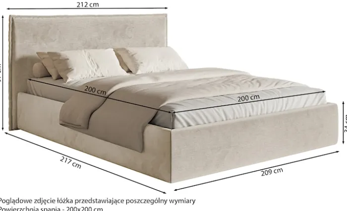 Łóżko tapicerowane 200x200 cm Softie Slim z pojemnikiem ciemnozielone welur hydrofobowy stelaż metalowy