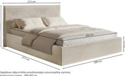 Łóżko tapicerowane 200x200 cm Softie Slim z pojemnikiem szarobrązowe welur hydrofobowy stelaż metalowy