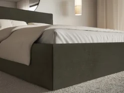 Łóżko tapicerowane 200x200 cm Softie Slim ciemnozielone welur hydrofobowy