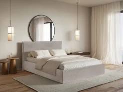 Łóżko tapicerowane 200x200 cm Softie Slim szarobrązowe welur hydrofobowy