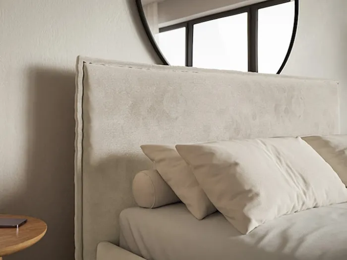 Łóżko tapicerowane 200x200 cm Softie Slim beżowe welur hydrofobowy