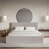 Łóżko tapicerowane 140x200 cm Softie szarobrązowe welur hydrofobowy