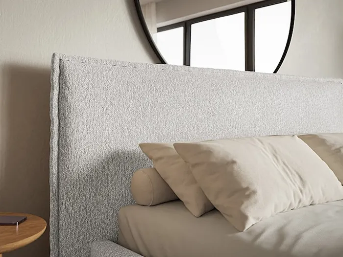 Łóżko tapicerowane 180x200 cm Softie z pojemnikiem jasnoszare szenil stelaż metalowy