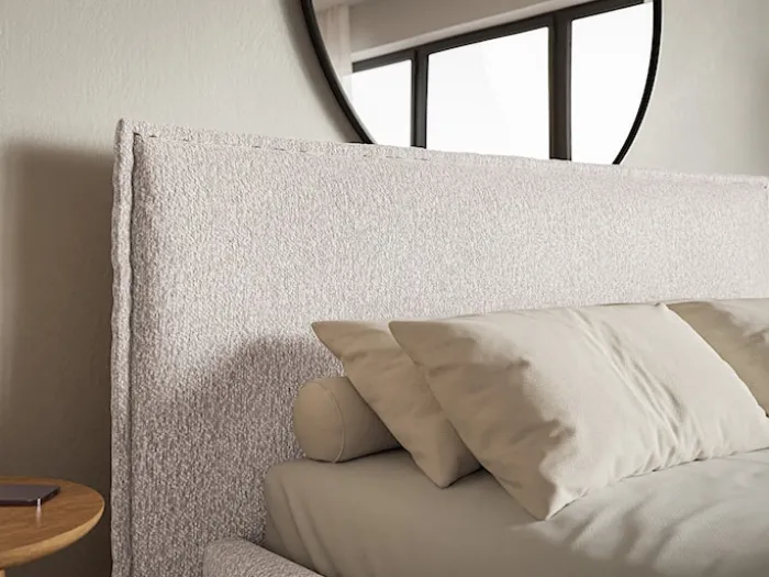 Łóżko tapicerowane 180x200 cm Softie z pojemnikiem beżowe szenil stelaż metalowy