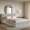 Łóżko tapicerowane 140x200 cm Softie z pojemnikiem szarobrązowe welur hydrofobowy stelaż metalowy