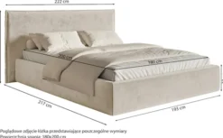Łóżko tapicerowane 180x200 cm Softie z pojemnikiem beżowe welur hydrofobowy stelaż metalowy