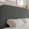 Łóżko tapicerowane 180x200 cm Sonvivo z pojemnikiem na pościel ciemnoszare boucle stelaż metalowy