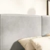 Łóżko tapicerowane 200x200 cm Tilves z pojemnikiem stelaż metalowy szarobeżowe welur