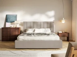 Łóżko tapicerowane 140x200 cm Togents brązowe szenil hydrofobowy