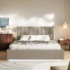Łóżko tapicerowane 180x200 cm Togents z oświetleniem LED brązowe welur hydrofobowy