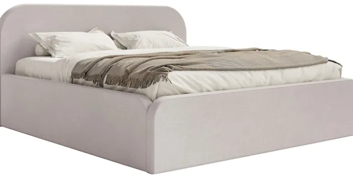 Łóżko tapicerowane 180x200 cm Umike szarobeżowe welur hydrofobowy