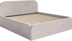 Łóżko tapicerowane 200x200 cm Umike szarobeżowe welur hydrofobowy