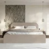 Łóżko tapicerowane 180x200 cm Umike z pojemnikiem beżowe welur hydrofobowy