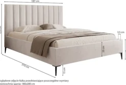 Łóżko tapicerowane 180x200 cm Veloro z pojemnikiem beżowe welur stelaż metalowy na wysokich nóżkach