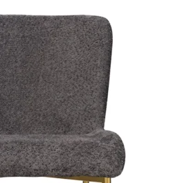 Krzesło tapicerowane Neul szara bouclé na złotych nogach