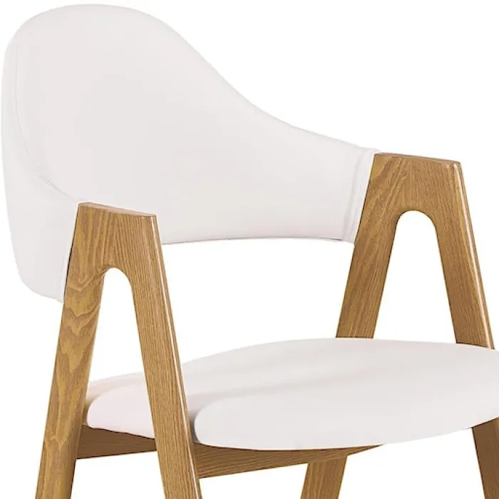 Krzesło tapicerowane Sherris białe - dąb miodowy
