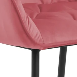 Krzesło tapicerowane z podłokietnikami Agamos koralowy welur na metalowych nóżkach
