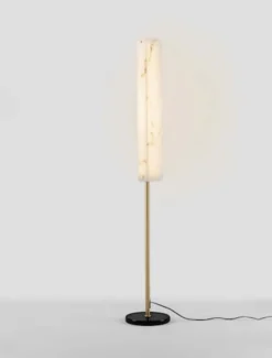 Lampa podłogowa Litivently LED złota marmurowa
