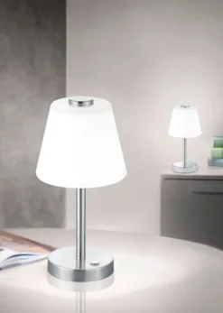 Lampa stołowa Emerald LED biało-srebrna