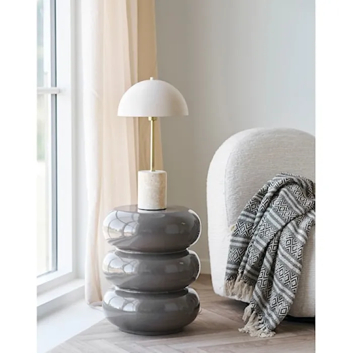 Lampa stołowa Sheffield beżowa z marmurową podstawą