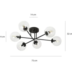 Lampa sufitowa Minturno transparentna x6