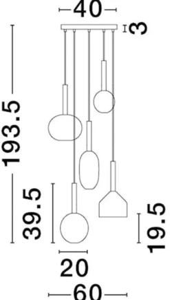 Lampa wisząca Apolnes x5 złota