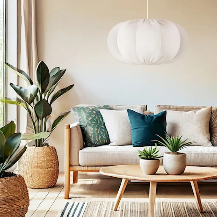 Lampa wisząca Cafee średnica 66 cm latte z białą podstawą